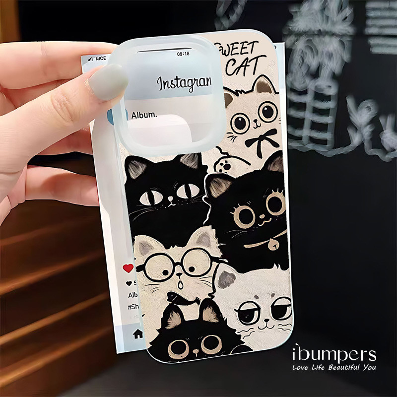 ibumpers Ốp Lưng IPhone Dễ Thương Họa Tiết Mèo Vui Nhộn Ốp Điện Thoại Trong Suốt Nhám Mờ TPU Mỏng Chống Sốc Chống Bẩn Cho IPhone 16 15 14 12 13 11 Pro Max IP 7 8 Plus X XS XR