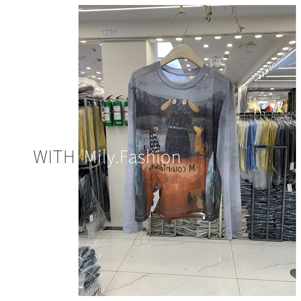 Milyfashion Áo Sơ Mi Tie-Dye Cổ Tròn Lưới Tay Dài, Phong Cách Mới Mùa Hè Chống Nắng