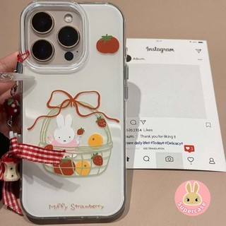 Ốp Điện Thoại Ins Style Rabbit Cho Honor 400 Lite Pro 300 200 100 90 Smart 80 70 60 50 X60 Pro SE GT Power Magic 8 7 6 5 4 Pro Lite Vỏ Kem Nơ Trái Cây Có Dây Đeo Dâu
