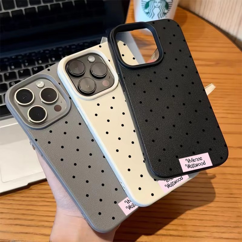Ốp Silicon Họa Tiết Chấm Tròn Màu Đen Cho iPhone 16 15 Pro Max 14 Plus 13 12 11 XS Max X XR Bìa Mềm