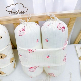 Bộ Gối Chặn Cho Bé Sơ Sinh Anchee Tặng Kèm Gối Thiết Kế Chống Lõm Đầu Chất Vải Gân Đũi Thoáng Mát