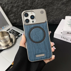 Dành Cho Từ Tính Sang Trọng Màu Trơn Hạt Gỗ Không Viền Hương Liệu Ốp Lưng Điện Thoại iPhone 17 16 Pro Max 14 12 13 15 Pro Max