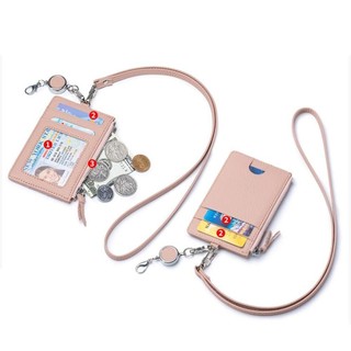 Hộp đựng thẻ RISEDOT, Hộp đựng ID da thật đa chức năng, Công sở thời trang có khóa Ví dây buộc cho nam nữ