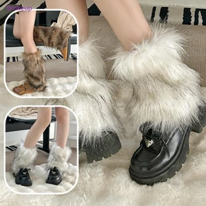 Woke Nữ Cô Gái Sang Trọng Lông Chân Ấm Áp Dày Mờ Boot Toppers Chân Gaiters Tất Giữ Ấm Trong Lạnh Chúng Tôi