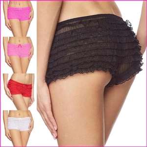 Vic Nữ Ruffle Ren Retro Mờ Booty Quần Short Khiêu Vũ Bloomers Booty Quần Short Lưới Frilly Thú Cưng Quần Short