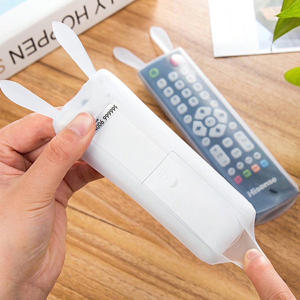 Vỏ bọc điều khiển tivi tai thỏ Silicon, vỏ bọc remote, điều hòa trong suốt