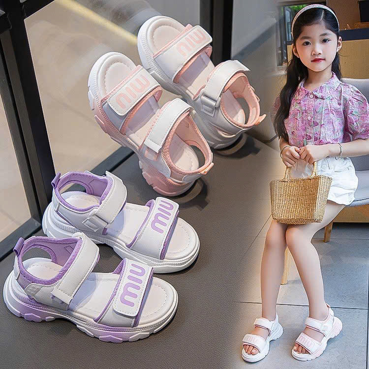 sandal bé gái dép cho bé đi học đi chơi chống trượt da PU mềm êm chân mẫu mới nhất năm size đại tím, hồng MIU QCCC XD136