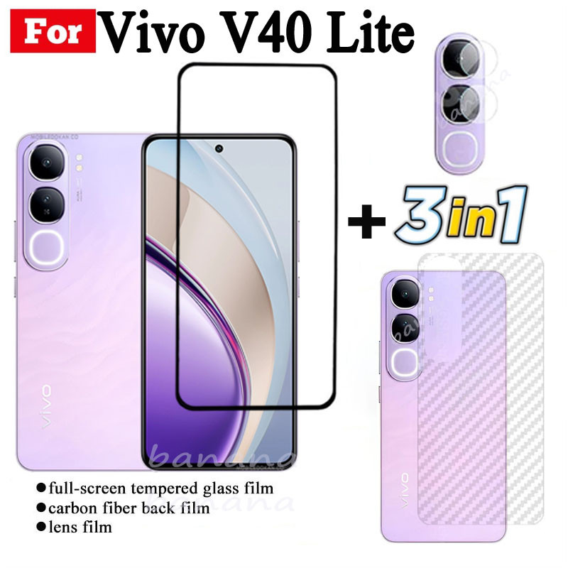 Phim Kính Cường Lực 3 TRONG 1 Vivo V40 Lite Cho Vivo V40Lite 4G 5G Full Cover Kính Bảo Vệ Màn Hình + Phim Ống Kính Máy Ảnh + Phim Mặt Sau