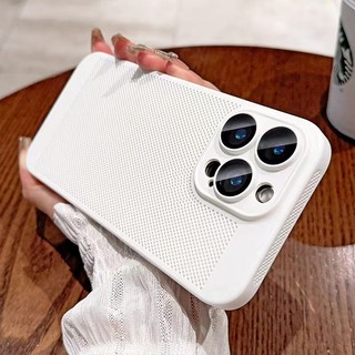 Ốp Điện Thoại Siêu Mỏng PC Cứng Lưới Thoáng Khí Tản Nhiệt Ốp Lưng Cho iPhone 16 15 14 13 12 11 Pro Max 14 15 16 Plus