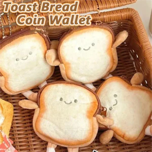 1 / 2 Cái Ví đựng tiền xu bánh mì nướng cho trẻ em - Túi đựng thẻ tai nghe - Ví - Dễ thương, Hoạt hình, Thời trang - Mặt dây chuyền móc chìa khóa sang trọng - Dung tích lớn, đa năng