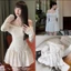 ĐÀM NHÚNG EO TAY DÀI 2 LỚP _ KHÁNH VY STORE_(41150) Nữ Thun xốp Nhật Women Dress