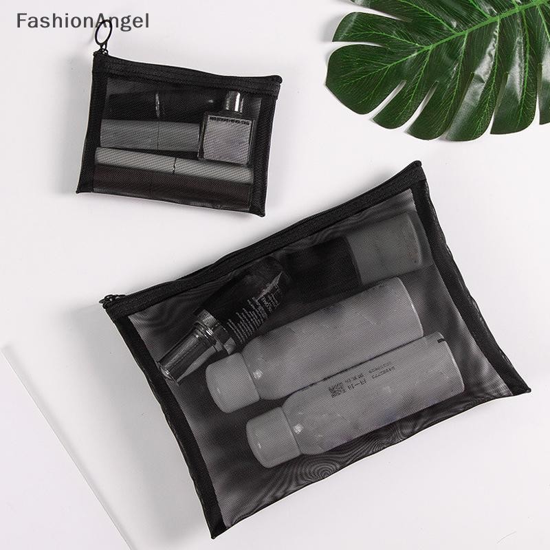 Fashionangel 1 Chiếc Du Lịch Màu Xám Lưới Đen Túi Đựng Mỹ Phẩm Dây Kéo Túi Trang Điểm Nữ Rửa Vệ Sinh Túi Đựng Trang Điểm Túi Bảo Quản Di Động VN
