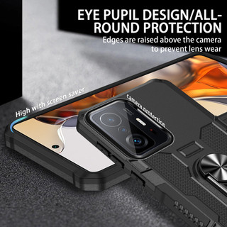 Dành Cho Xiaomi 11T / 11T Pro 5G / 11 Lite 5G Ốp điện thoại PC Cứng Mặt Sau Mềm TPU Edge Bảo Vệ Camera Vòng Giá Đỡ Chân Đế Chống Sốc Mỏng Vỏ