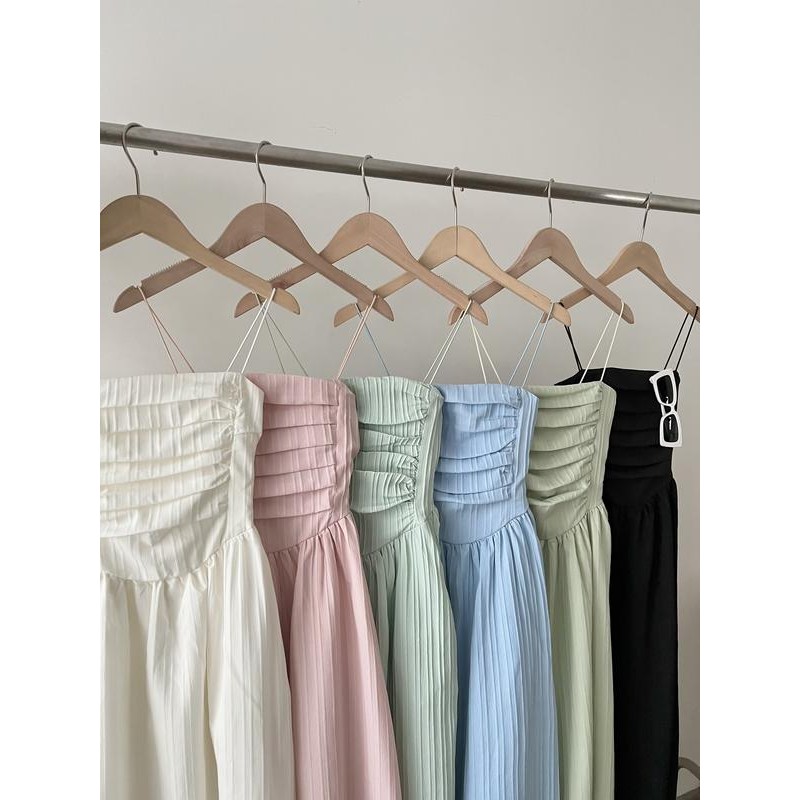 Váy cúp ngực Lou dress, đầm 2 dây đũi gân sóng dáng dài phong cách tiểu thư xixeoshop - V458 Nữ Women