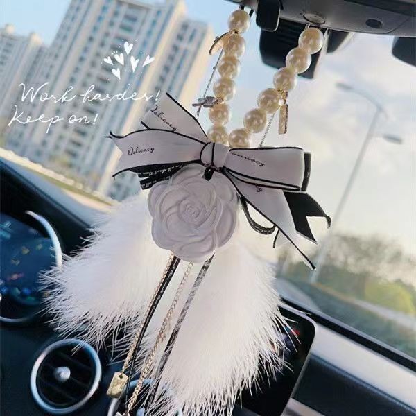 Mặt dây chuyền nội thất ô tô Camellia đá khuếch tán ánh sáng cao cấp đồ trang trí sang trọng có thể thêm tinh dầu thơm để làm sạch không khí trong ô tô