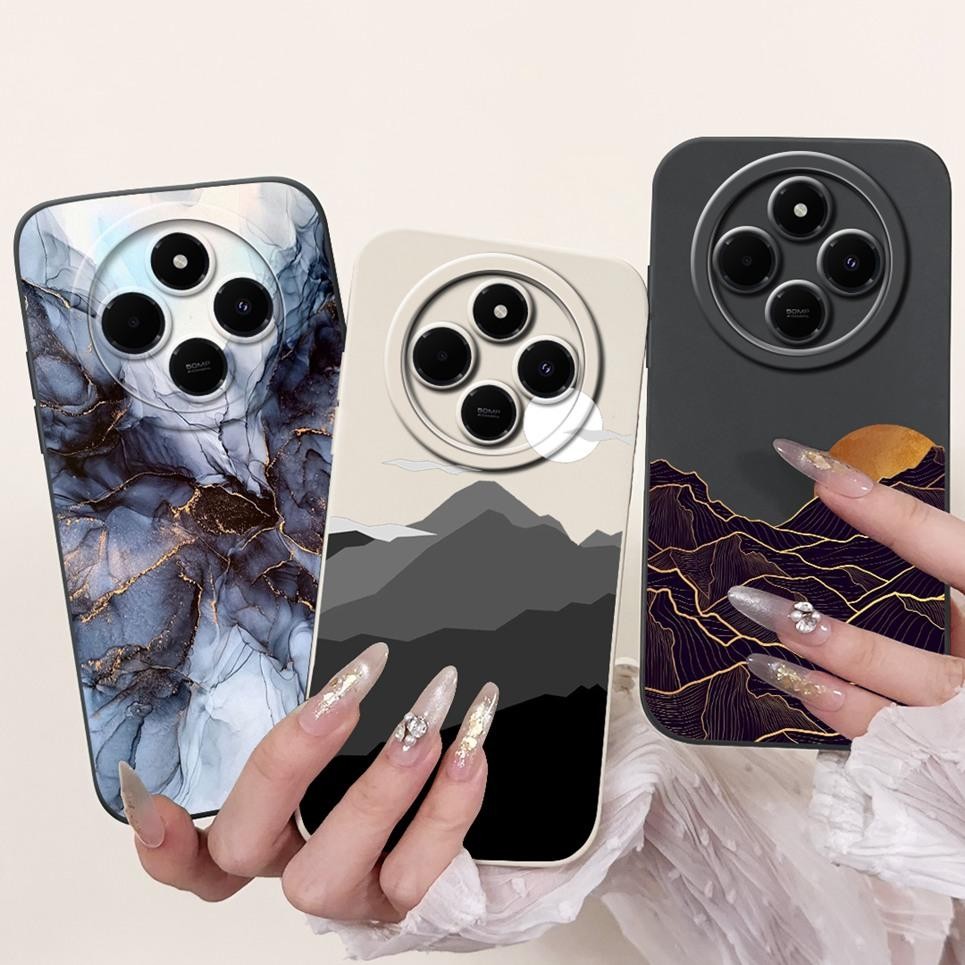 Ốp Lưng Cho Xiaomi Redmi 14C / 14R / Poco C75 Vỏ Điện Thoại Đá Cẩm Thạch Bơ Trăng Đêm Gothic Ốp Lưng Redmi14C Silicon Mềm
