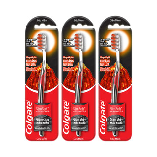 Bộ 3 bàn chải Colgate SlimSoft Advanced khoáng núi lửa siêu mềm mảnh chăm sóc nướu