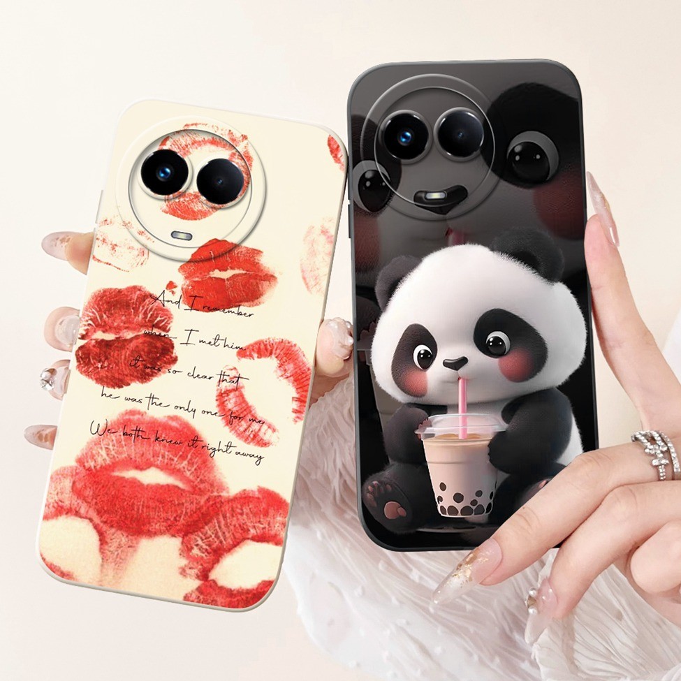 Dành Cho Realme V50 Ốp lưng Realme V50S Thẩm Mỹ Mèo Gấu Trúc Thỏ Thời Trang Hoa Tình Yêu Ốp Lưng Cho Realme RMX3783 RMX3781