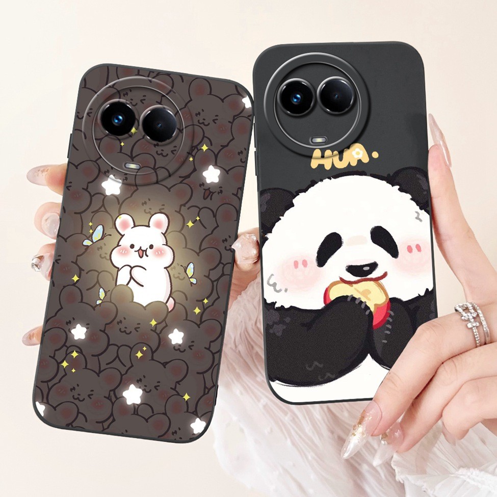 Dành Cho Realme V50 Ốp lưng Realme V50S Thẩm Mỹ Mèo Gấu Trúc Thỏ Thời Trang Hoa Tình Yêu Ốp Lưng Cho Realme RMX3783 RMX3781