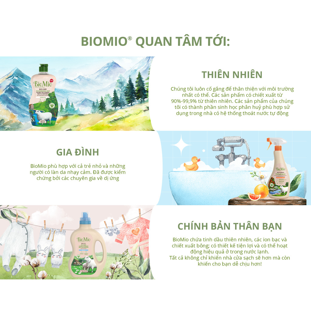 Mô tả Nước Ngâm Rửa Rau Củ Quả Sinh Học BioMio BIO-CARE 450ml Tiện Lợi, Tiết Kiệm, An Toàn Cho Sức Khỏe - 1
