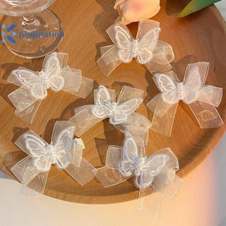 Kudosation Trắng Ren Bướm Kẹp Tóc Cho Nữ Ngọc Trai Dễ Thương Kẹp Tóc Trẻ Em Nơ Barrettes Bé Gái Phụ Kiện Tóc