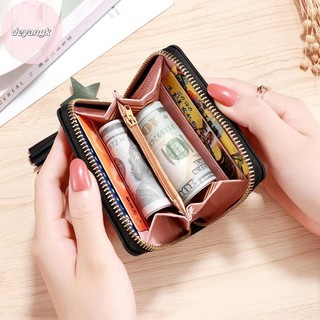 Deyangk Ví Nhỏ Nữ Ví sel Dây Kéo Ngắn Da Dễ Thương Ví Đựng Tiền Xu VN