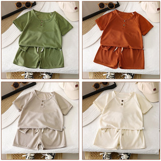 (6m-8Y) Unisex Bé Trai Tập Đi 2 Mảnh Mùa Hè Bộ Áo Phông Tay Ngắn Vách Ngăn Chắc Chắn Co Giãn Eo Quần Short Tươi Đẹp Thoáng Khí Quần Áo
