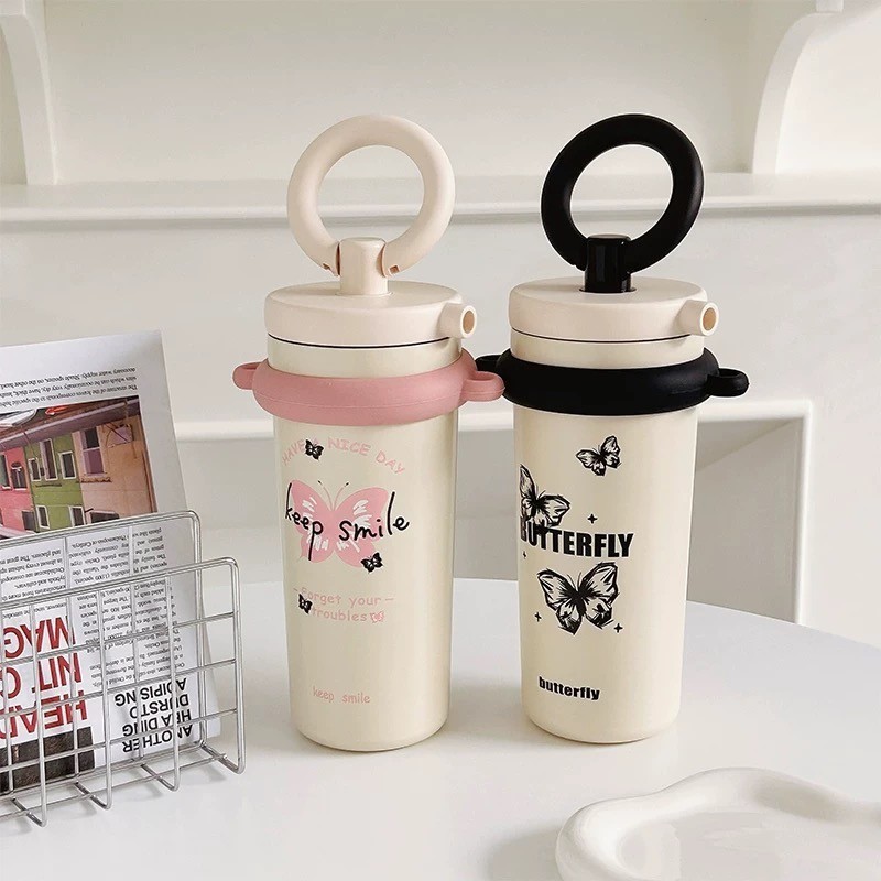 Ly giữ nhiệt BOWKNOT 720ml, cốc giữ nhiệt nóng lạnh inox 316 có dây xách tiện lợi