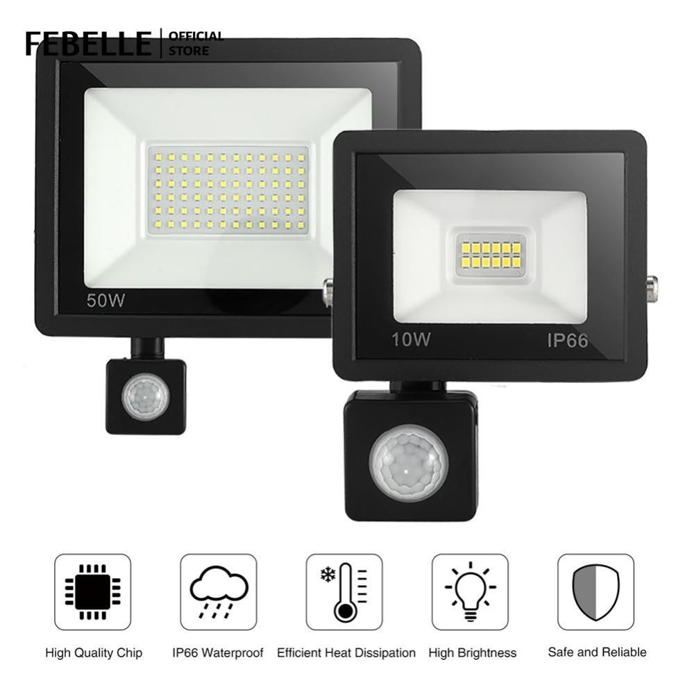 1 Đèn LED Cảm Biến Chuyển Động Đèn Pha Ngoài Trời Tường Trắng 50W 30W 20W 10W IP66 Đèn LED Chống Nước Cho Sân Vườn
