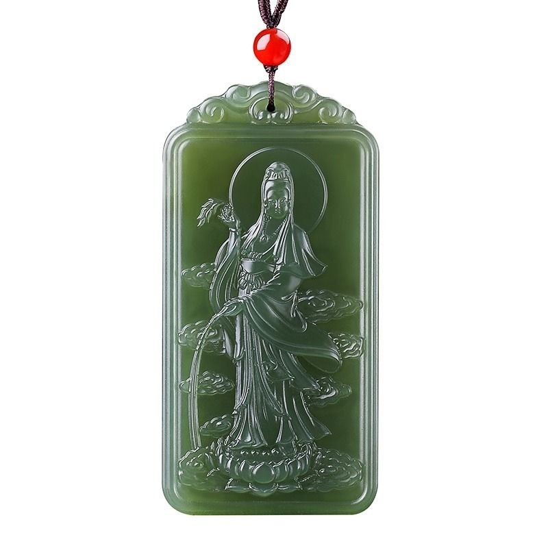 Mặt dây chuyền Sapphire Guanyin tự nhiên Nam Nữ Phong cách Ngọc Thương hiệu Mặt dây chuyền ngọc thủ công