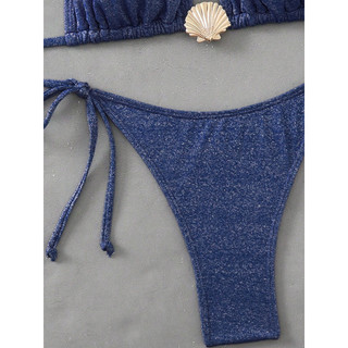 Đồ bơi nữ Vỏ kim loại Royal Blue Halter Hai mảnh Bikini Đồ bơi
