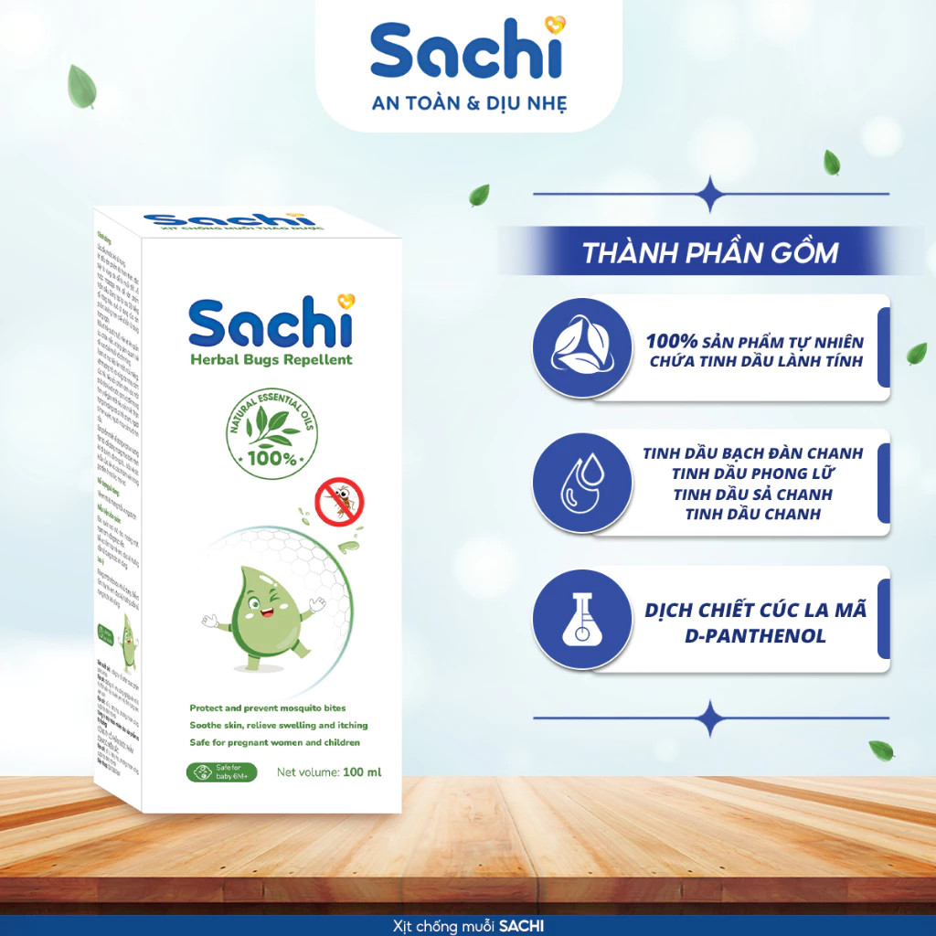 Mô tả Xịt Chống Muỗi Thảo Dược Sachi An Toàn Cho Bé - Hộp 1 chai 60ml - 1