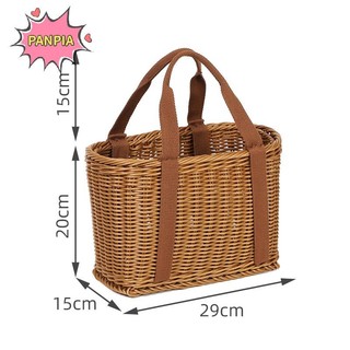 [Pnpia] Giỏ dã ngoại dệt tay giả mây Giỏ mua sắm lớn Giỏ đựng rau quả có tay cầm Boutique