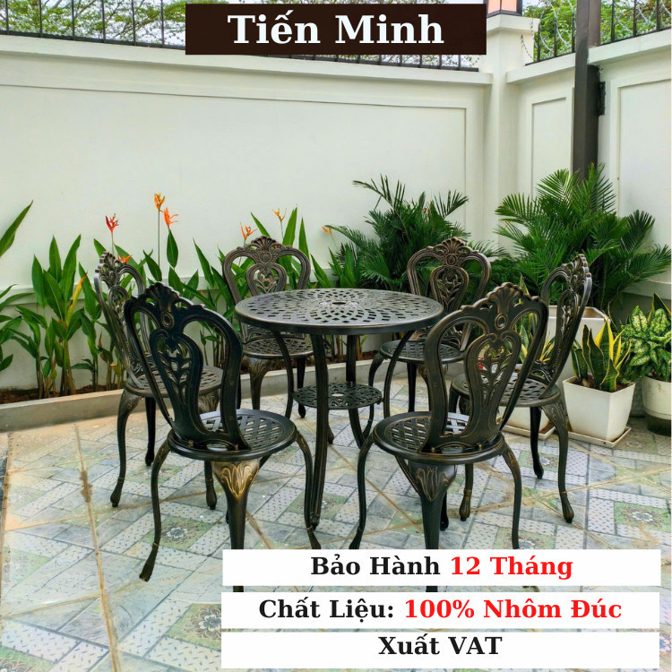 Bộ bàn ghế ban công ngoài trời Nhôm đúc Bàn ghế sân vườn ngoài trời Tròn Bàn ghế ngoài trời - TM04