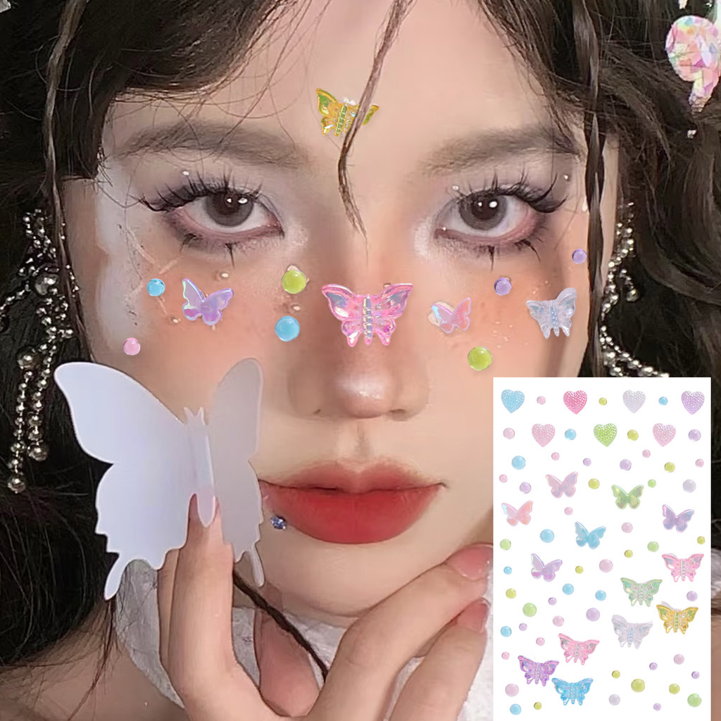 [Fantasy Butterfly Series II] Trang điểm nàng tiên cá 3D Shell Jewel Crystal Tattoo - Phụ nữ trẻ em Nhãn dán kim cương giả mặt tự dính