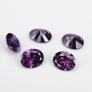 Đá CZ cắt hình bầu dục màu thạch anh tím 5A 15 / 30 chiếc 3x5mm ~ 10x12mm Cubic Zirconia lỏng lẻo cho trang sức DIY