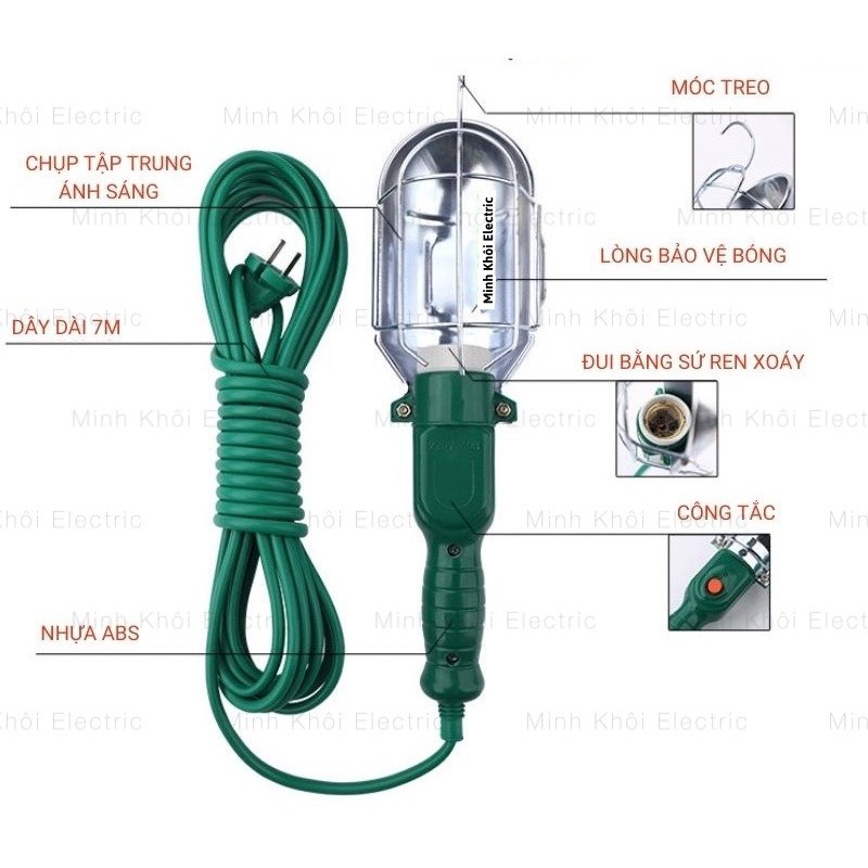 Máng treo đèn làm việc 50w 5m không bóng,đèn cầm tay soi sửa chữa,đèn led cầm tay,đèn làm việc cầm tay,đèn led đa năng