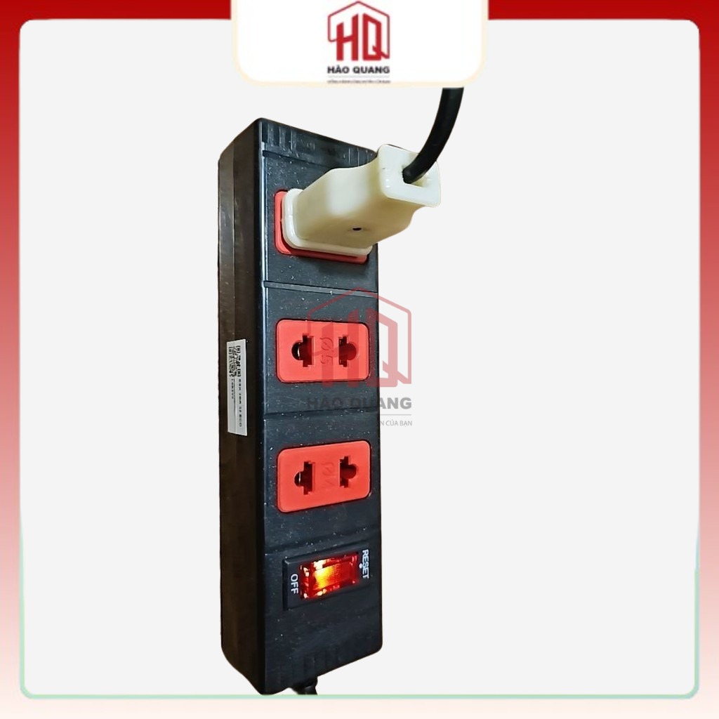 Ổ Cắm Điện Quang ĐQ ESK 5BR 32ECO – 3 Ổ Cắm 2 Chấu, Dây 2m/5m, Màu Đen Đỏ, An Toàn Tiện Dụng
