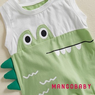 MG-Baby Dinosaur Tank Romper Bộ áo liền quần không tay dễ thương có đuôi Quần áo mùa hè thông thường