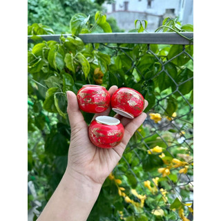 Cóng sứ chào mào vẽ vàng cóng sứ cho chim chào mào 1 bộ 3 món