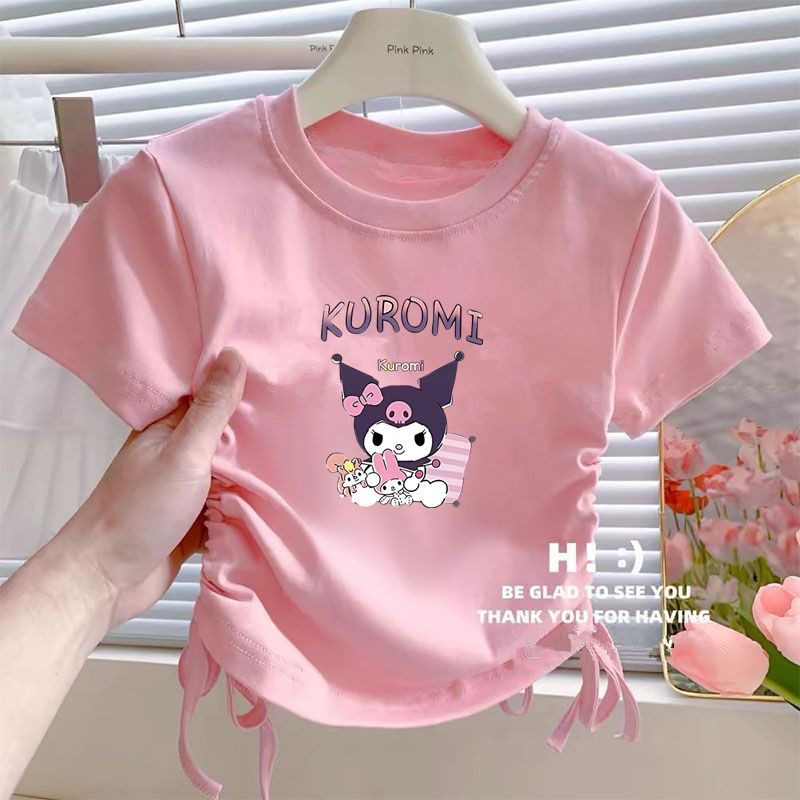Áo thun dây rút Kuromi Cinnamorol Sanrio Girls Crop Top | Áo 5 6 7 8 9 10 11 12 13 14 Tuổi