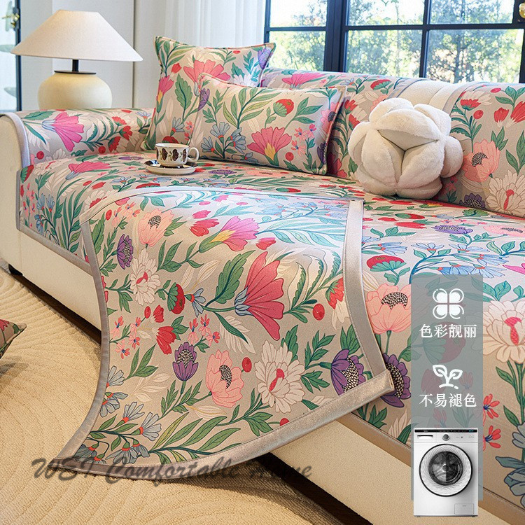 Đệm Sofa Lụa Đá Mát Mẻ Mùa Hè 2025 Thảm Mát Sofa Mới Không Trượt Đệm Ghế Mùa Hè