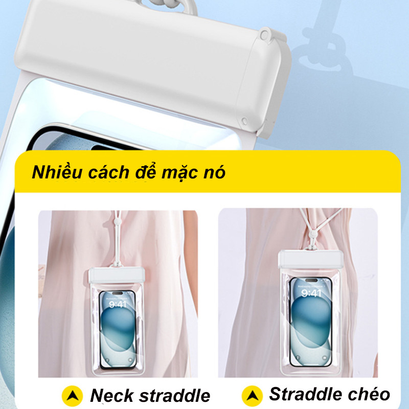 Túi chống nước điện thoại，cảm ứng cực nhạy，Tiêu chuẩn IPX8，Phim trong suốt độ nét cao，Chỉ bơi lội