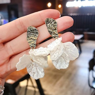 Hoa tai hoa vỏ sò mẫu dài đơn giản Kim bạc S925 hoa Tai Tua Rua Hoa vỏ sò khí chất dễ phối tươi mới cho nữ
