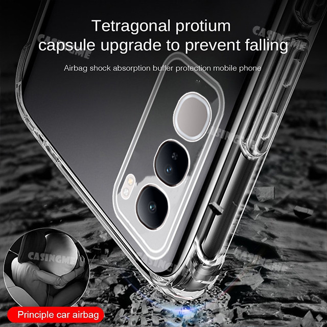 Vivo V40 Lite 5G 2024 Túi Khí Trong Suốt Ốp lưng Vivo V40 Lite V40E V40Lite LiteV40 VivoV40Lite Pro 4G 5G 2024 Vỏ Bảo Vệ Ống Kính Chống Sốc Silicon Ốp Lưng Chống Sốc
