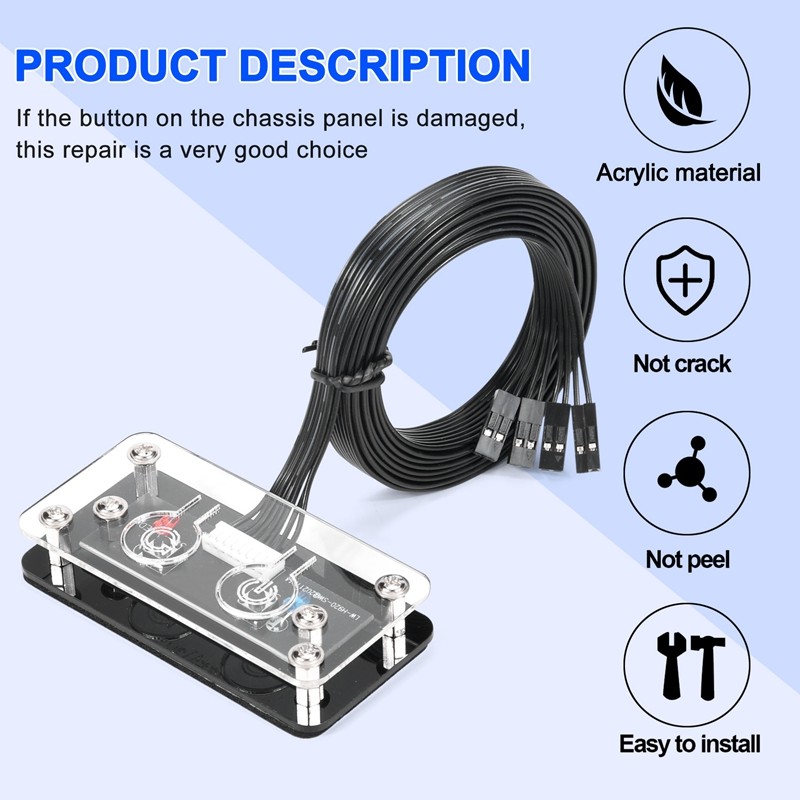 Công tắc máy tính để bàn Nút nguồn bên ngoài + Nút khởi động lại Vỏ PC Nút cấp nguồn