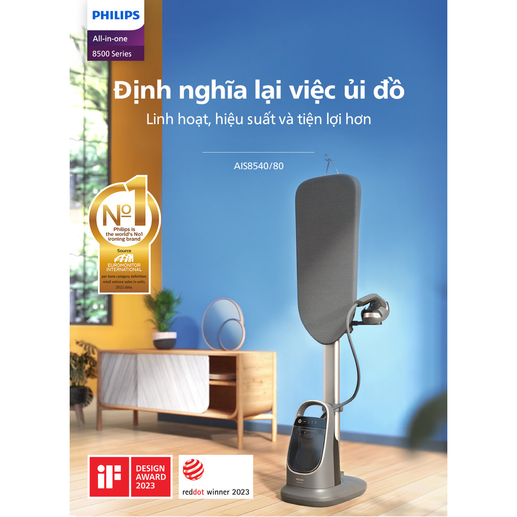 Bàn ủi Hơi Nước hệ thống All in One Đa Năng Philips AIS8540/80 | 2200W -Bảo Hành Chính Hãng 24 Tháng