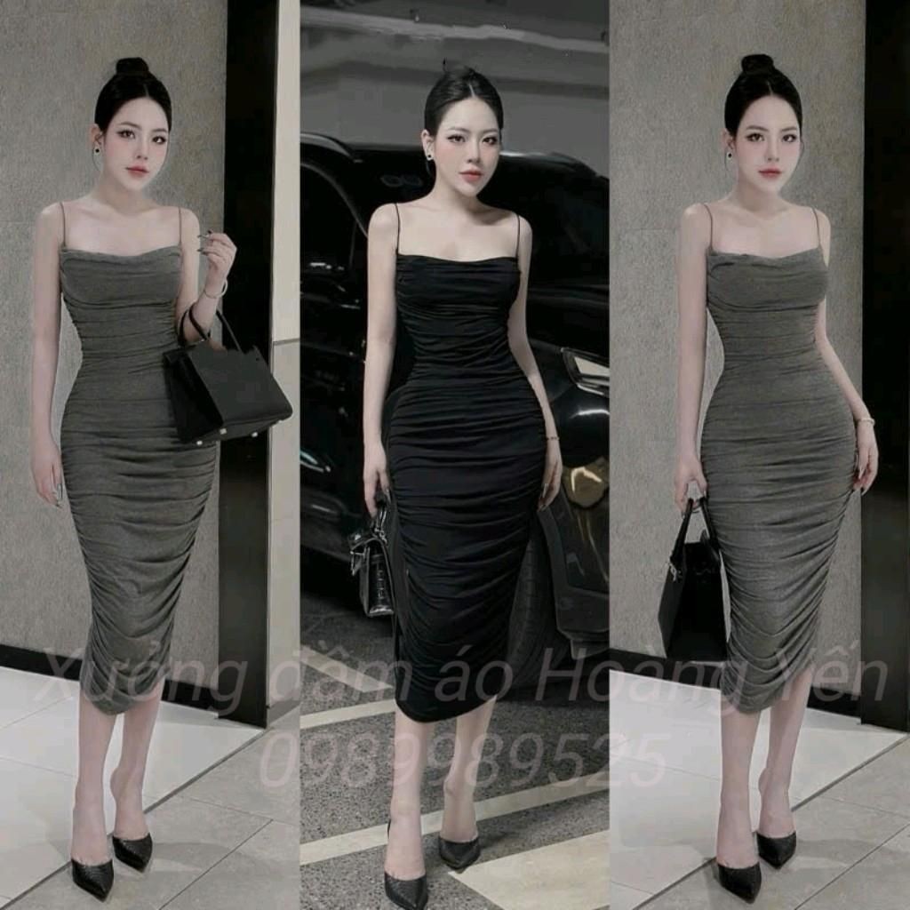 Đầm body cúp ng.ực ôm sát hở eo Women Nữ dáng dài