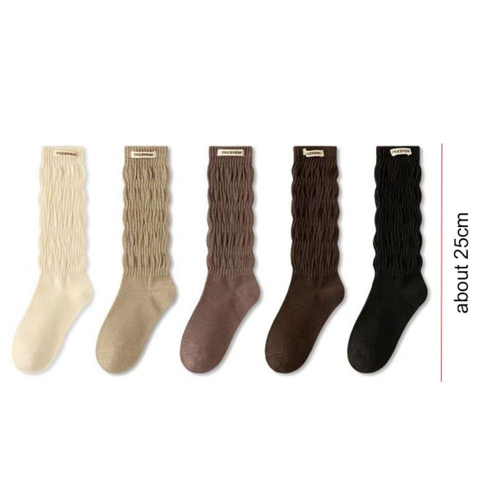 Tất bắp chân xếp tầng LAKAM, Cotton co giãn, kiểu Gothic JK ấm áp dành cho nữ