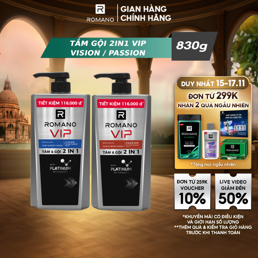 [Dung Tích Lớn] Tắm Gội Cao Cấp Romano VIP Mùi Hương Bí Ẩn Nam Tính ...